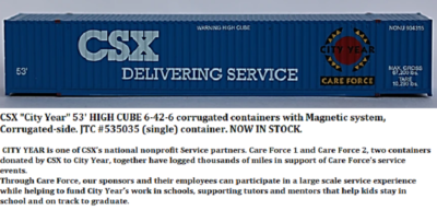 #ad #ad JTC N 535035 CSX quot;City Yearquot; 53#x27; HC Container w Magnetic System One Pack New $15.28