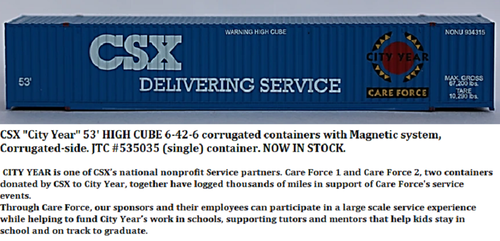 JTC N 535035 CSX "City Year" 53' HC Container mit Magnetsystem eine Packung Neu! - Bild 1 von 5