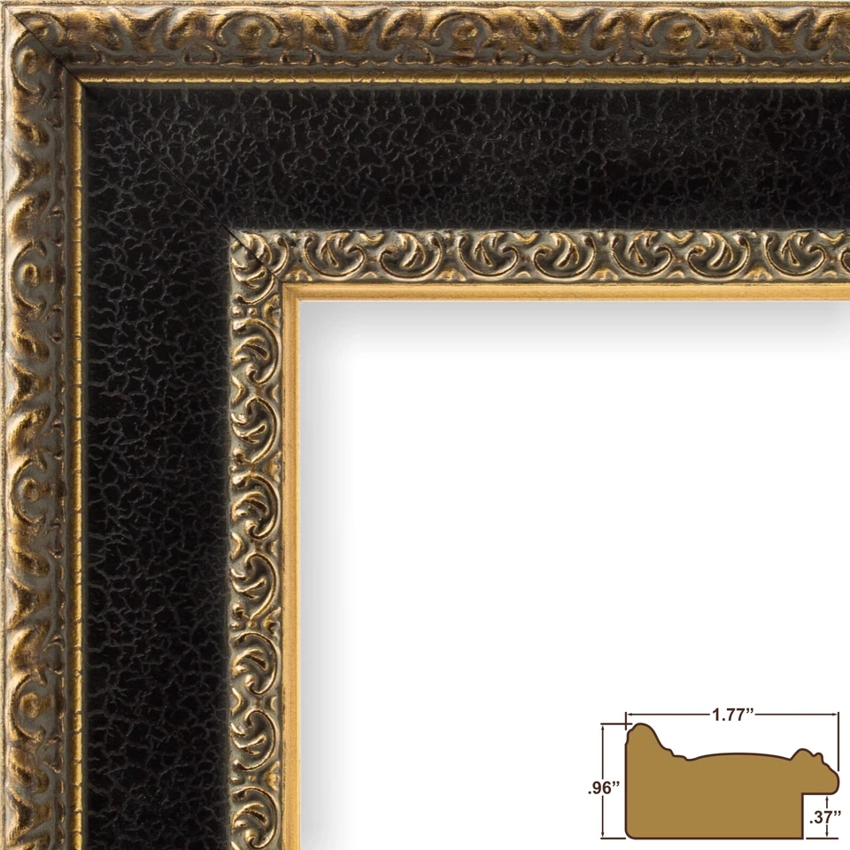 Craig Frames 画廊,1.75 英寸宽古董金色和黑色相框 — 第 2/4 张图片