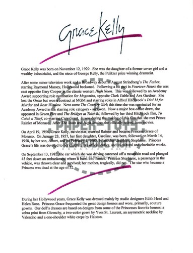 REPRINT - GRACE KELLY PAPER DOLL - DONALD HENDRICKS - Picture 4 of 4