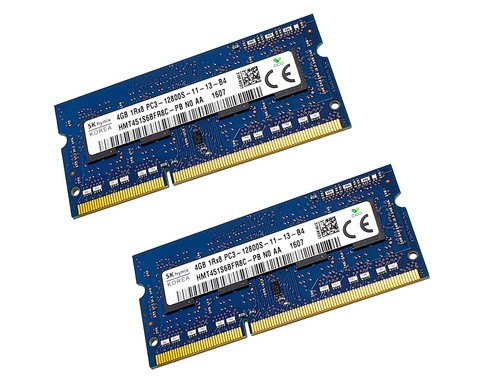 SK HYNIX 8GB KIT 2X4GB DDR3 SODIMM PC3-12800 1600MHZ NONECC RAM HMT451S6BFR8C-PB - Picture 1 of 2
