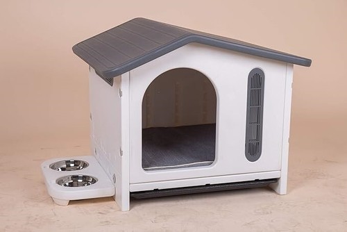 Casa Para Perros Para Interiores Y Exteriores Para Razas Medianas Y pequeño Gris - Picture 4 of 8