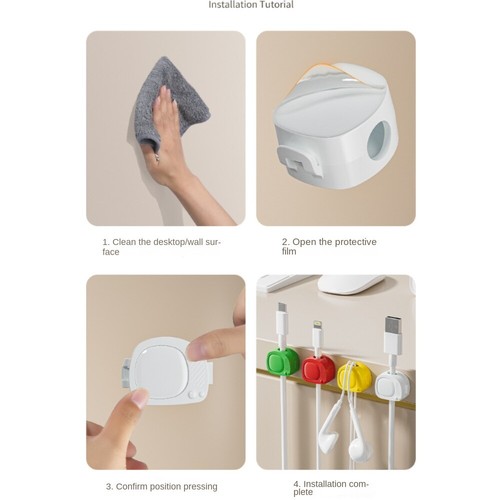 4Pcs Self Adhesive Cable Organizer USB Cable Management Clips Earphone Mouse - Afbeelding 6 van 7