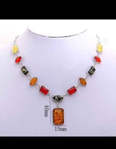 Perlenhalsband & Ohrringe Set funkelnd klobig Perlen mehrfarbig - Bild 5 von 6