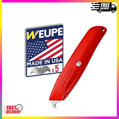 ''Hook Blade Utility Knife with 5 Blades   Carpet, Shingle, and Roofing Cutter,