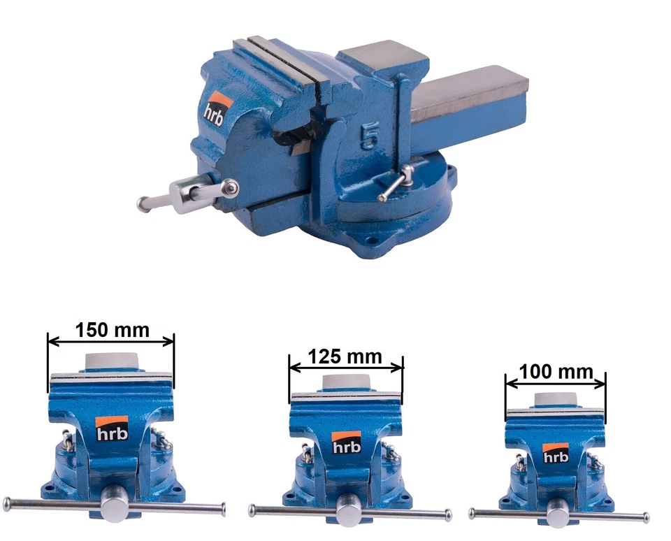 Schwerer HRB Schraubstock wahlweise 120, 155, 160 mm Spannweite für Werkbank