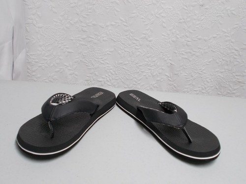Sandalias acolchadas tanga de cuero sintético negro para mujer Merona talla 8 - Imagen 5 de 11