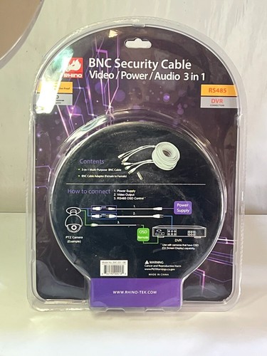 Rhino Tek 100FT BNC Security Cable, 3 in 1: Video / Power / Audio - RHC-031-100 - Picture 2 of 6