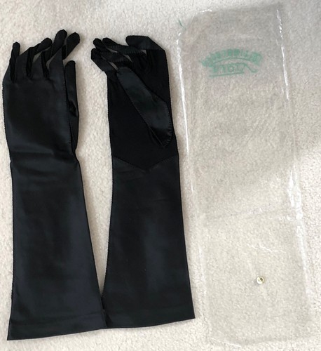 2 Paar Vintage lange schwarze Gr. 6-1/2 Leder Wildleder Seide Handschuhe Viola Weinberger - Bild 10 von 10