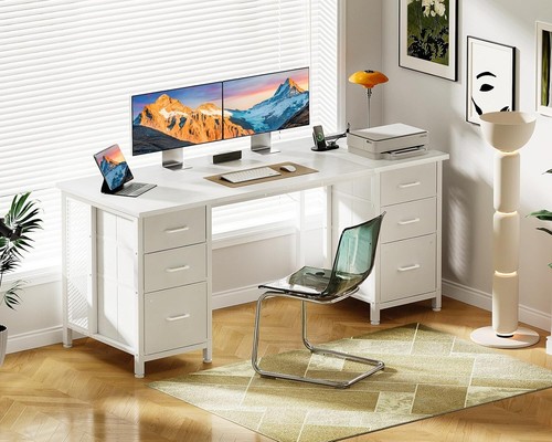 L Shaped Computer Desk with Storage File Drawer, Reversible Home Office Desk wit - Picture 3 of 9