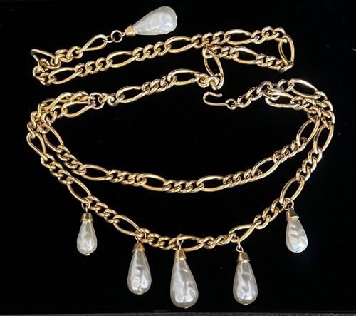 Vintage 80’s Lot Chunky Necklace Layered Belt 2 Pc Pearls Nice Quality - Picture 6 of 6