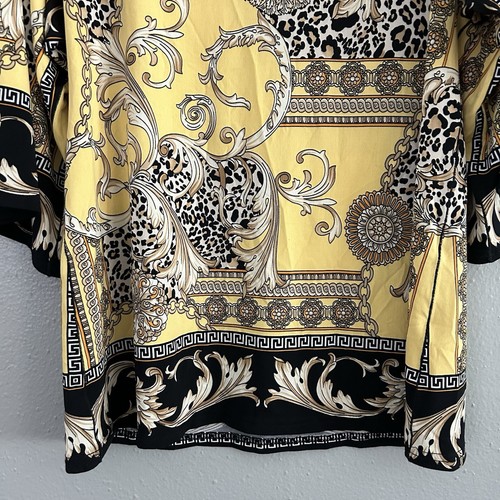 Joseph Ribkoff Tunic Top Sz 8 Chain Animal Print Jersey Wide Sleeve Yellow Black - Picture 7 of 8