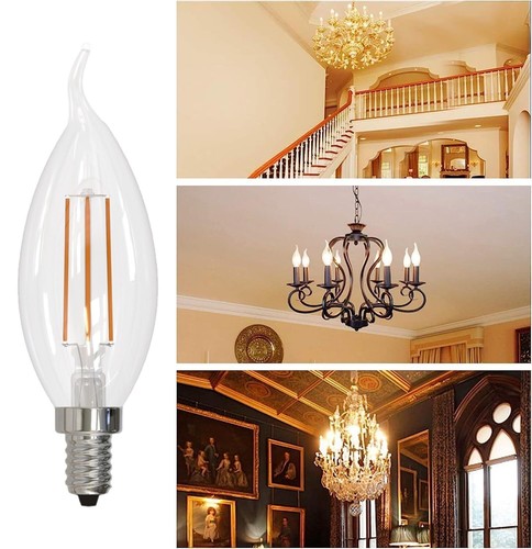 4Pack LED Flame Tip Chandelier Light Bulb, 5W(60W), 3000K, 500LM, CA10 - Picture 3 of 9