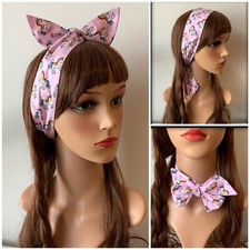 Pink Unicorn Headband Bandana Hairband Scarf Tie Band Elastic Bow Dress Bag