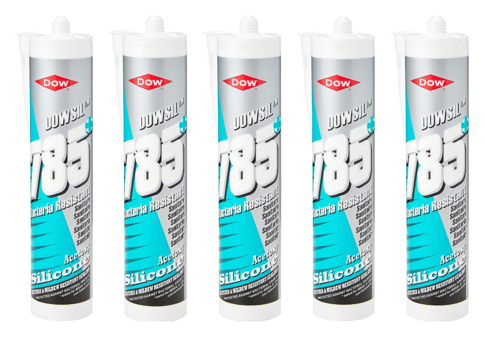 5x DOW CORNING 785+ Bacteria Resistant Bath Sanitary Silicone Sealant WHITE
