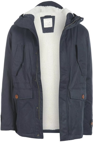 Chaqueta Parka Azul Marino Selected Homme Forrada Murphy. PVP £250. Nuevo con etiquetas.