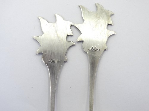 2 Vintage EJT Sterlingsilber Weihnachten Frieden Taube Demitasse 4" Teelöffel - Bild 4 von 4