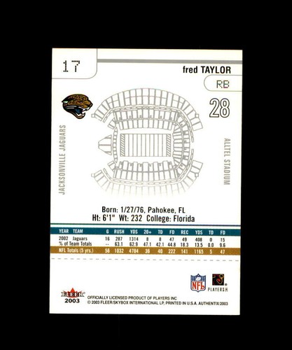 FRED TAYLOR FOOTBALL CARD YOU PICK YOUR CHOICE SEE SCANS ROOKIE INSERT NUMBERED - Picture 7 of 254