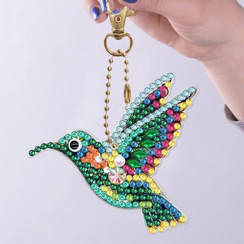 5 pz kit portachiavi pittura diamantata fai da te, strass trapano completo su due lati - Foto 2 di 8
