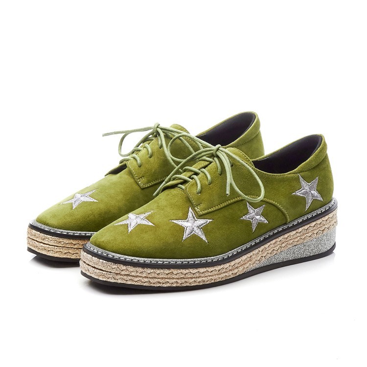 Womens Wedge Heels 5cm Embroider Stars Stars Stars Lace up Square Toe Pumps shoes Moccasins 6244b1 Womens Wedge Heels 5cm Embroider Stars Stars Stars Lace up Square Toe Pumps shoes Moccasins 6244b1