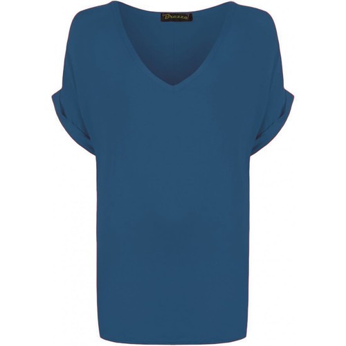 LADIES BAGGY FIT V NECK WOMEN TOP TURN UP BATWING LOOSE OVER SIZED T-SHIRT 8-26 - Picture 4 of 12