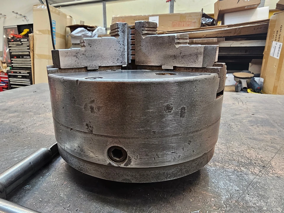 Mandril de torno Buck 8" 3 mordazas ajustable L0 montaje 2083R 2 piezas mordazas 2,25" centro Foto 4 de 4