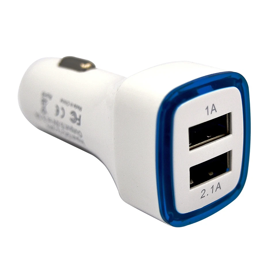 Adaptador Cargador Cigarrillo Alimentación 3.1 A Universal Doble USB Color Blanco Foto 3 de 4