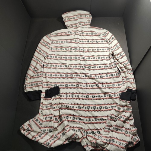 White Winter Snowflake Zip Up Hooded One Piece Pajama Women Size Large - Bild 4 von 12
