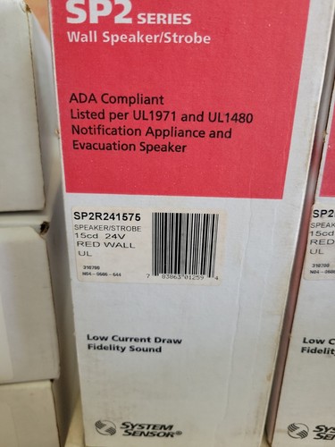 NEU-Systemsensor SP2R251575 Wandhalterung Feueralarm Lautsprecher/Strobe, rot