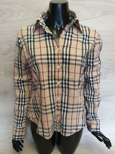 Vintage Burberry Nova Check Plaid Cotton Women Shi