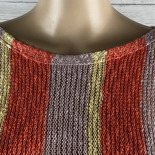 Daytrip Pullover klein orange lavendel gelb vertikal gestreift dünner Strick Acryl - Bild 2 von 12