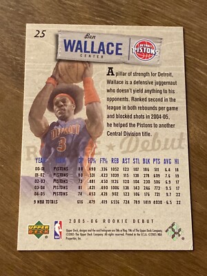 Vtg 2004-05 Upper Deck #50 BEN WALLACE Pistons Bulls VA Union NBA 