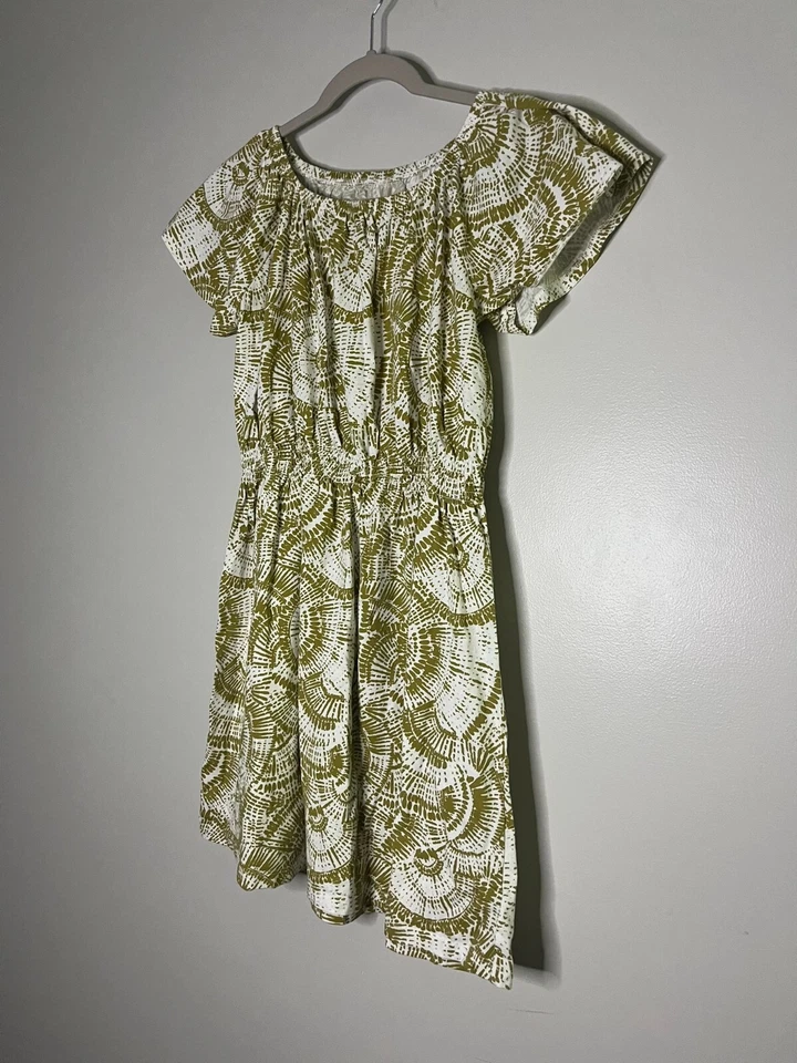 Vestido Gap Blanco Verde Calado Flotante Manga Casquillo Cintura Elástica Niños Talla XXL Foto 2 de 4