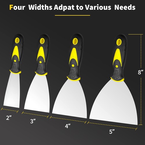 4 Pcs Stainless Steel Putty Knife Paint Scraper for Repairing Drywall Wallpaper - Picture 3 of 6