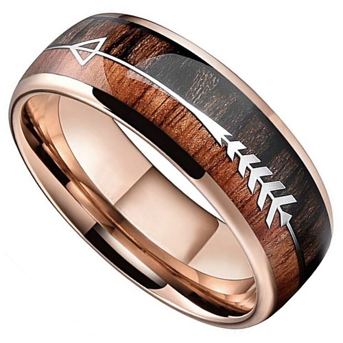 Ebay Ehering Herren Damen. 8 mm Rosegold Wolfram Band Amor Pfeil Holz - Bild 1 von 4