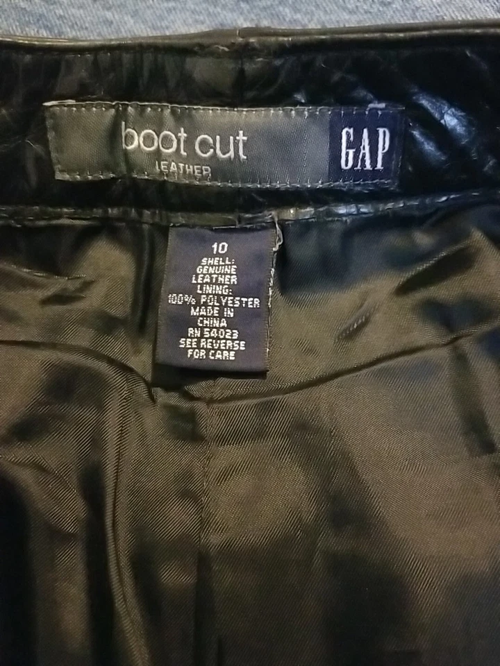 Pantalones de cuero vintage Y2K Gap para mujer talla 10 forrados con corte bota negro Foto 3 de 4