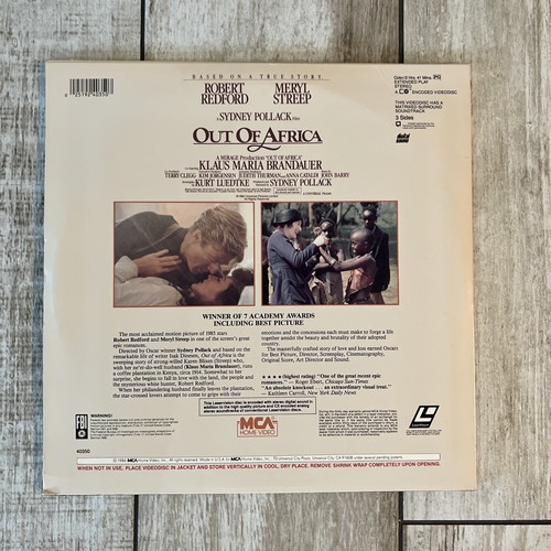 "Out Of Africa" Robert Redford and Meryl Streep Laserdisc LD Sydney Pollack - Picture 2 of 7