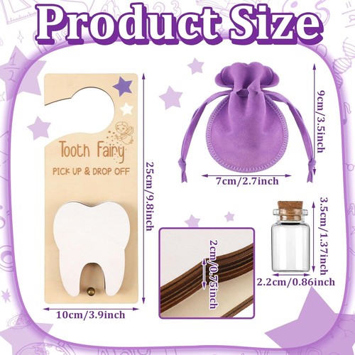 3 Pcs Tooth Fairy Holder Bag Door Hanger with Money Purple - Picture 2 of 6