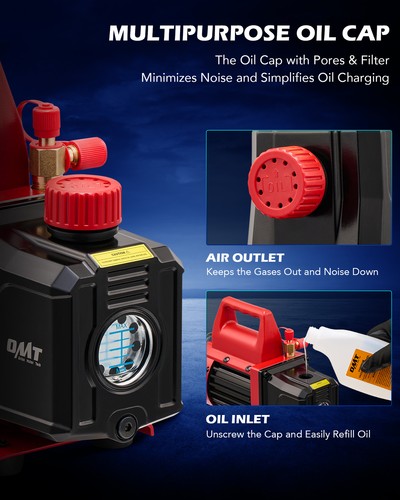 OMT 1/3hp 4.5CFM Vacuum Pump and Manifold Gauge Tool Set for R134a R22 R410a - Picture 4 of 14
