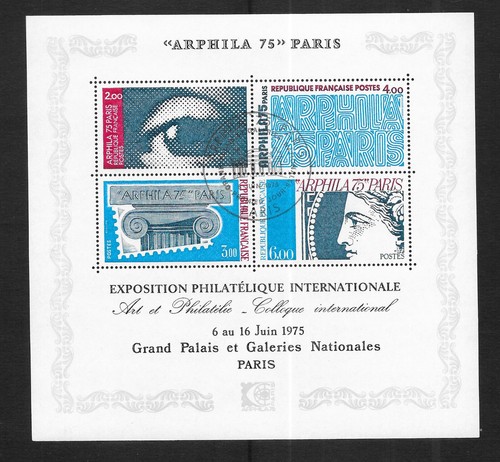 FRANCE 1975 Arphila Minisheet vf used First day of issue cancel SG MS 2074