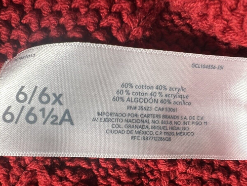 Carters Poncho Sweater Girls 6/6X Red Cable Knit Turtleneck Buttons Valentines - Picture 6 of 8