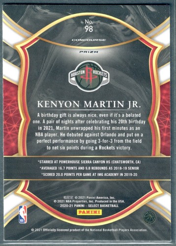 2020-21 Panini Select Kenyon Martin Jr Concourse Retail Blue Prizm #98 RC - Picture 2 of 2