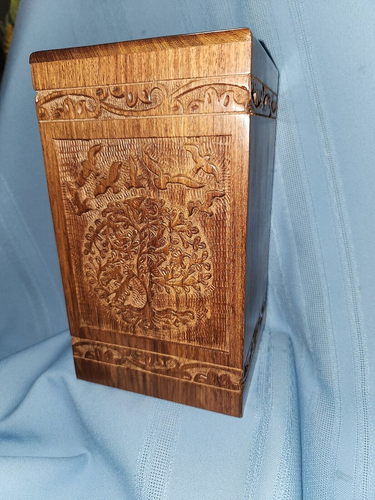 Rosewood Tree of Life Wood Memorial Urn Adult Medium for Human Ashes Up to 150Lb - Picture 2 of 7