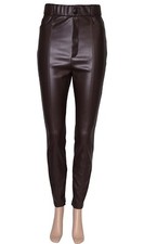 ZARA NWOT Brown Faux Leather Skinny High Rise Seam Detail Pants Sz M