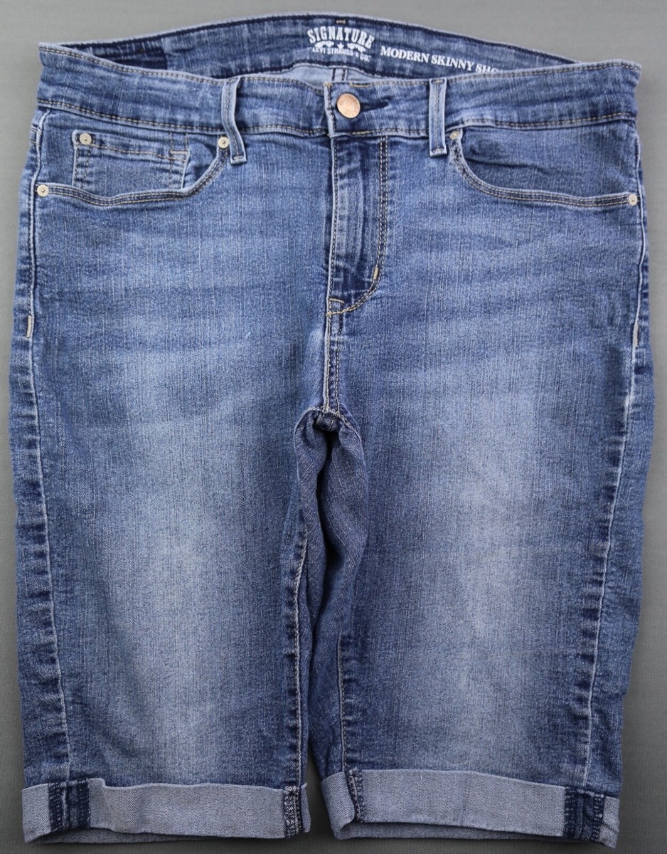 Women s 2016 Levi s Signature Modern Skinny Jean Shorts Mid Rise Size 14 33x11