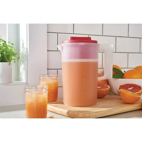 Rubbermaid 2 Quart 1 Pack Red Plastic Simply Pour Pitcher with Multifunction Lid - Picture 2 of 6