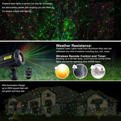 Christmas Laser Projector Lights Waterproof Outdoor Garden Decorative Lighting W - Picture 5 of 7