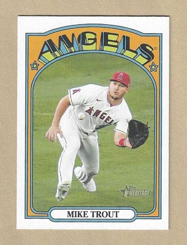 2021 Topps Heritage MIKE TROUT Action Image Variation #169 Angeli *1* - Foto 1 di 2