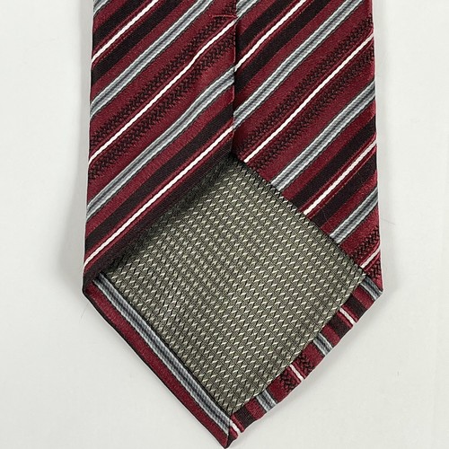 Basic Editions Men's Polyester Burgundy Silver Striped Necktie - Picture 3 of 5