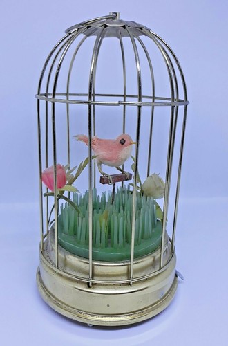 Art Deco Vintage Meccanico Bird Gabbia Novità - Auto Uccello Gabbia Mocking - Foto 3 di 5